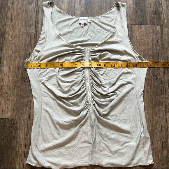 Armani Collezioni Gray Sleeveless Ruched Front V Neck Tank Top T- Shirt Size 12 - Picture 11 of 12